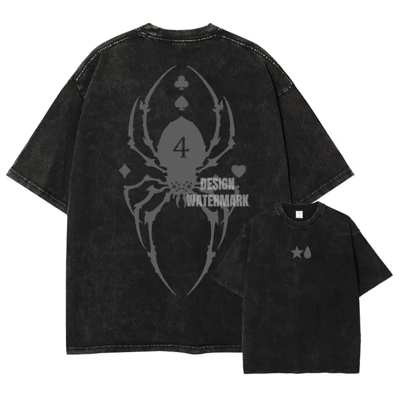 Anime Hunter T-shirts Vintage Washed Anime Kurapika T Shirt Oversized Streetwear Manga Killua Zoldyck Gon Tops Tees Men Cotton