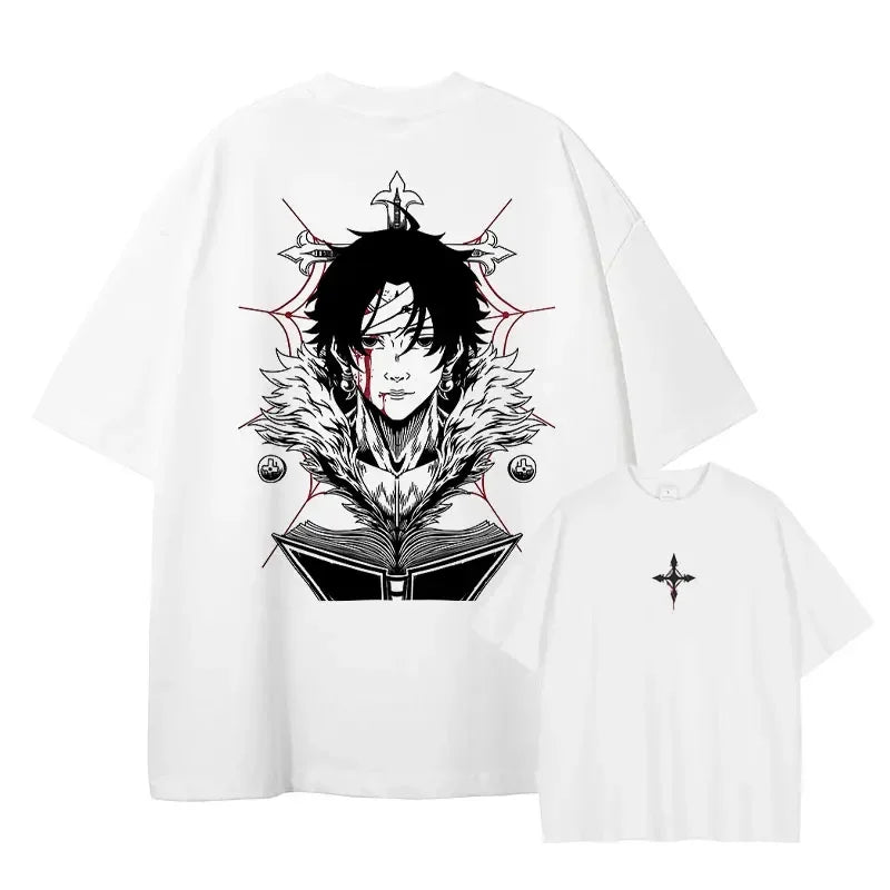 Anime Hunter T-shirts Vintage Washed Anime Kurapika T Shirt Oversized Streetwear Manga Killua Zoldyck Gon Tops Tees Men Cotton