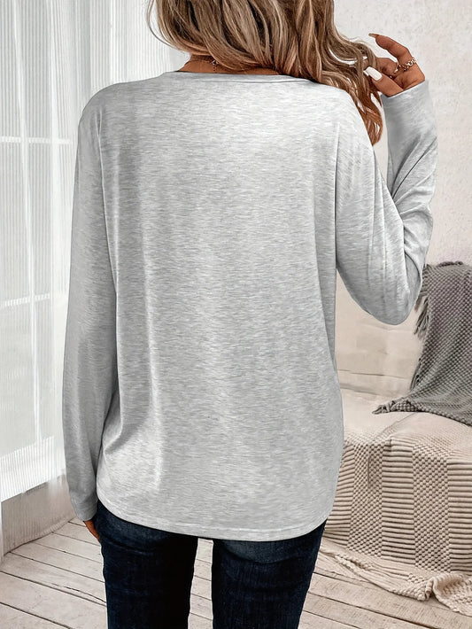 Paris Women's summer print oversized loose casual round neck long sleeved T-shirt top Fashion Streetwear Oversized O-Neck