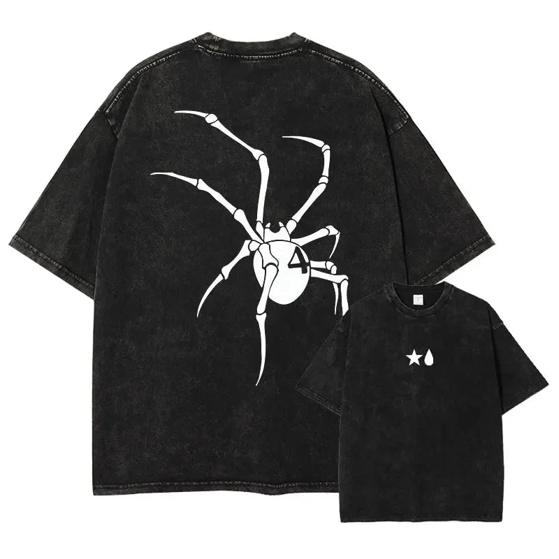 Anime Hunter T-shirts Vintage Washed Anime Kurapika T Shirt Oversized Streetwear Manga Killua Zoldyck Gon Tops Tees Men Cotton