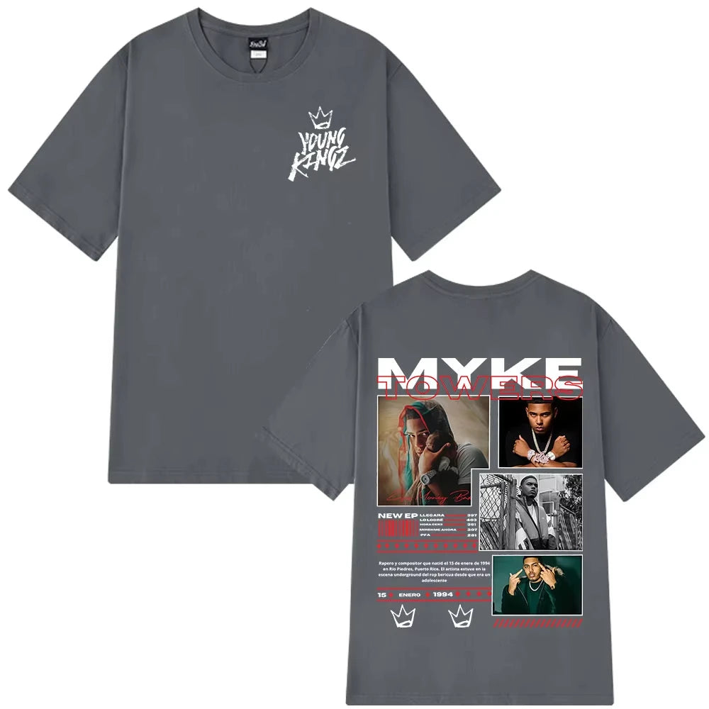 Rapper Myke Towers Graphic T-shirts Men Women Fashion Hip Hop Oversized T Shirt Comfort Cotton Short Sleeve T-shirt Streetwear