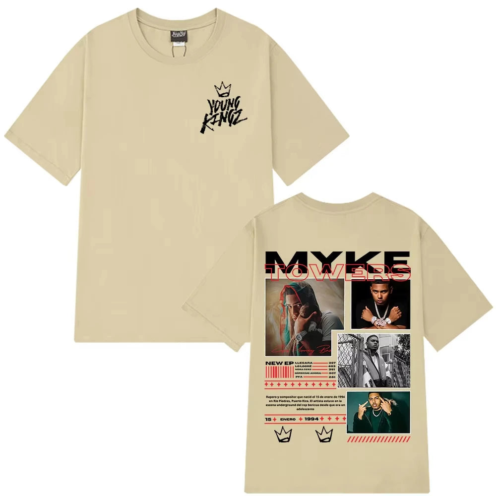 Rapper Myke Towers Graphic T-shirts Men Women Fashion Hip Hop Oversized T Shirt Comfort Cotton Short Sleeve T-shirt Streetwear