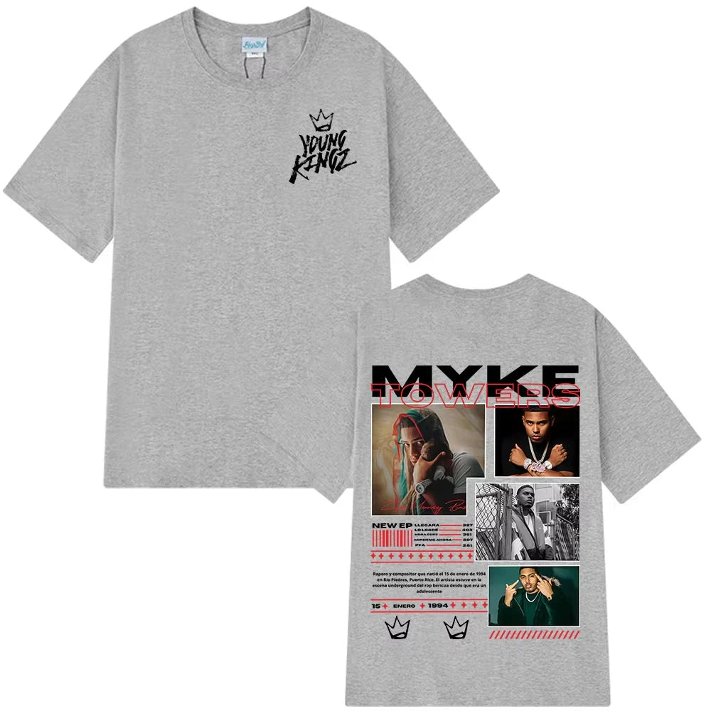 Rapper Myke Towers Graphic T-shirts Men Women Fashion Hip Hop Oversized T Shirt Comfort Cotton Short Sleeve T-shirt Streetwear